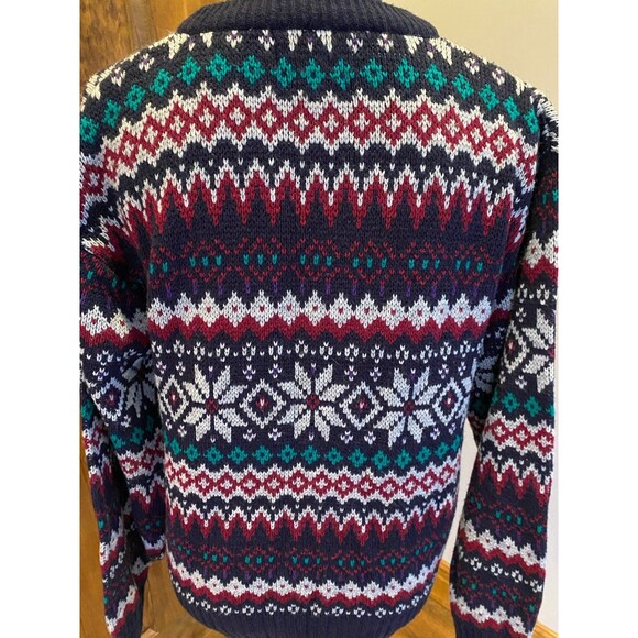 Vintage Steep Slope Ski Sweater Crew Neck Winter Snowflake Pattern Size Medium - Picture 5 of 10